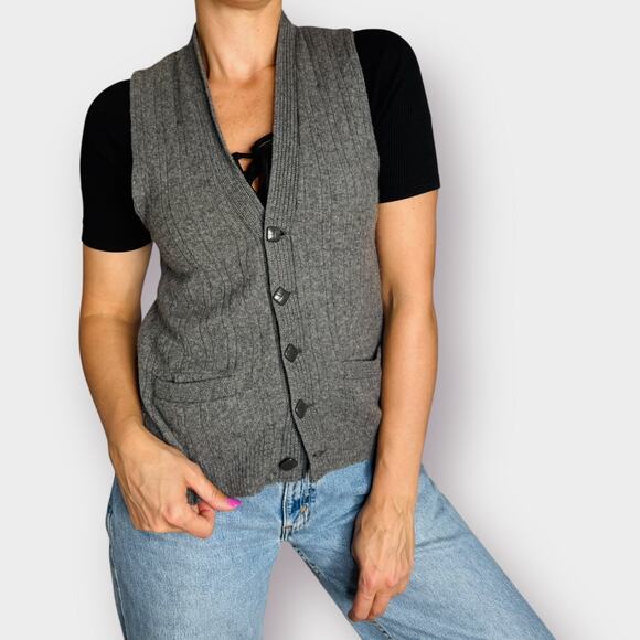 60s Alexander's Gray Button Front Vest - Picture 1 of 8